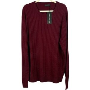 Kallspin Men's Cashmere Wool Blend Burgundy Crewneck XL Tall Pullover Sweater